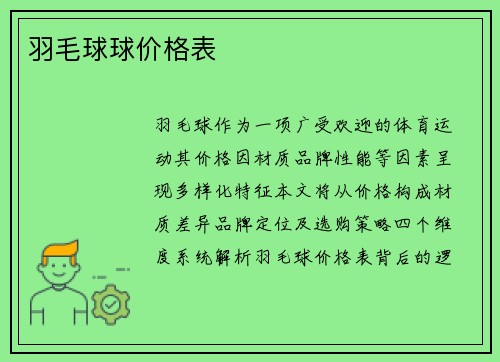 羽毛球球价格表